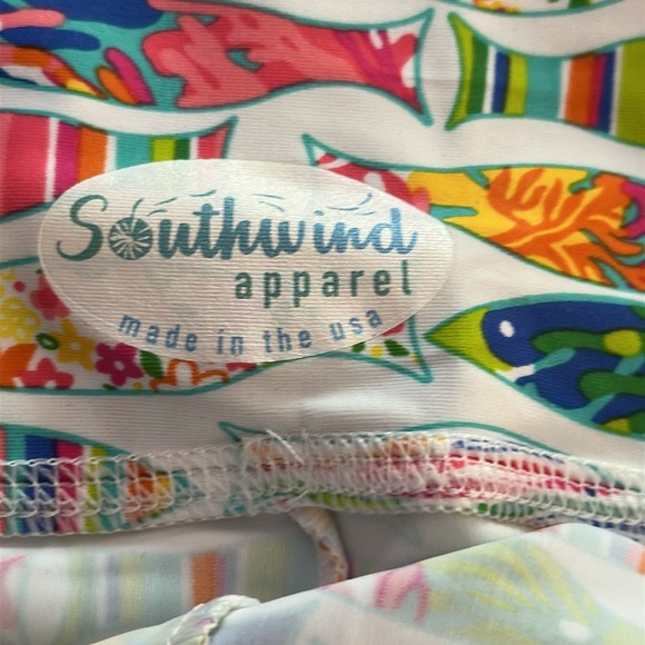 NWT Southwind Apparel Nylon & Spandex White Multi Color Wide Leg Palazzo Pants - Picture 7 of 8